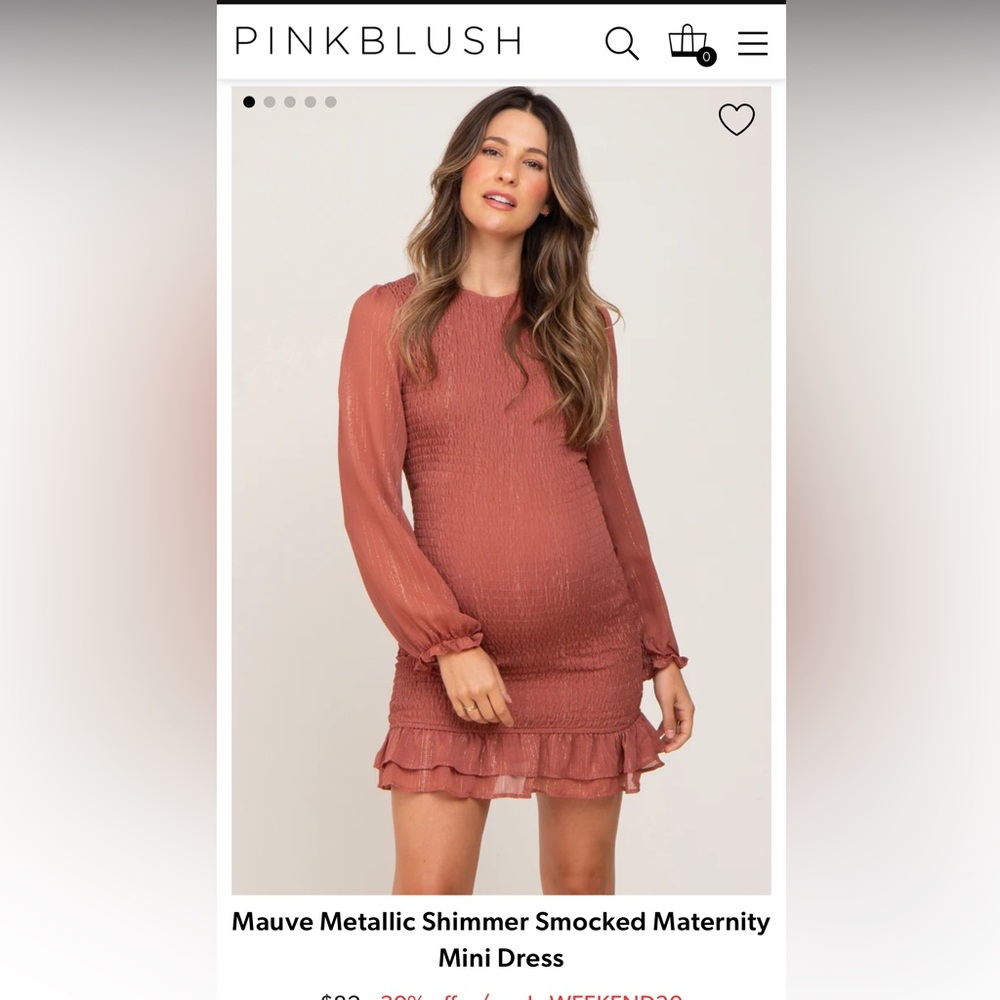 Mauve Metallic Shimmer Smocked Maternity Mini Dress